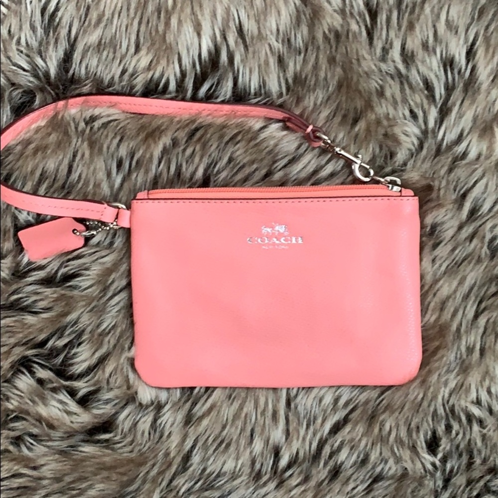 Salmon Coach zipper wristlet